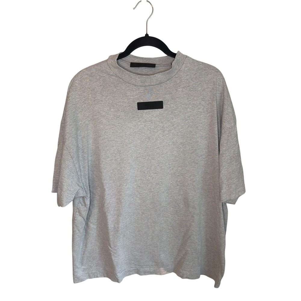 Fear of God Essentials Mens Oversized T-Shirt Heatherβ Grey Logo Patch Size S